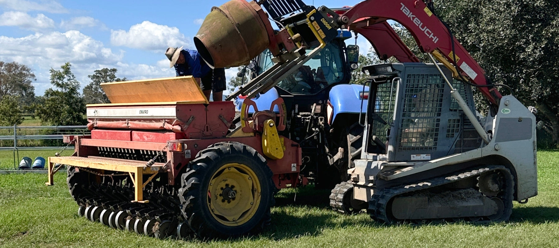 Putting cover crop seed into the direct drill